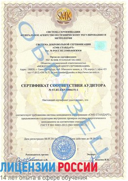 Образец сертификата соответствия аудитора №ST.RU.EXP.00006191-1 Кашары Сертификат ISO 50001